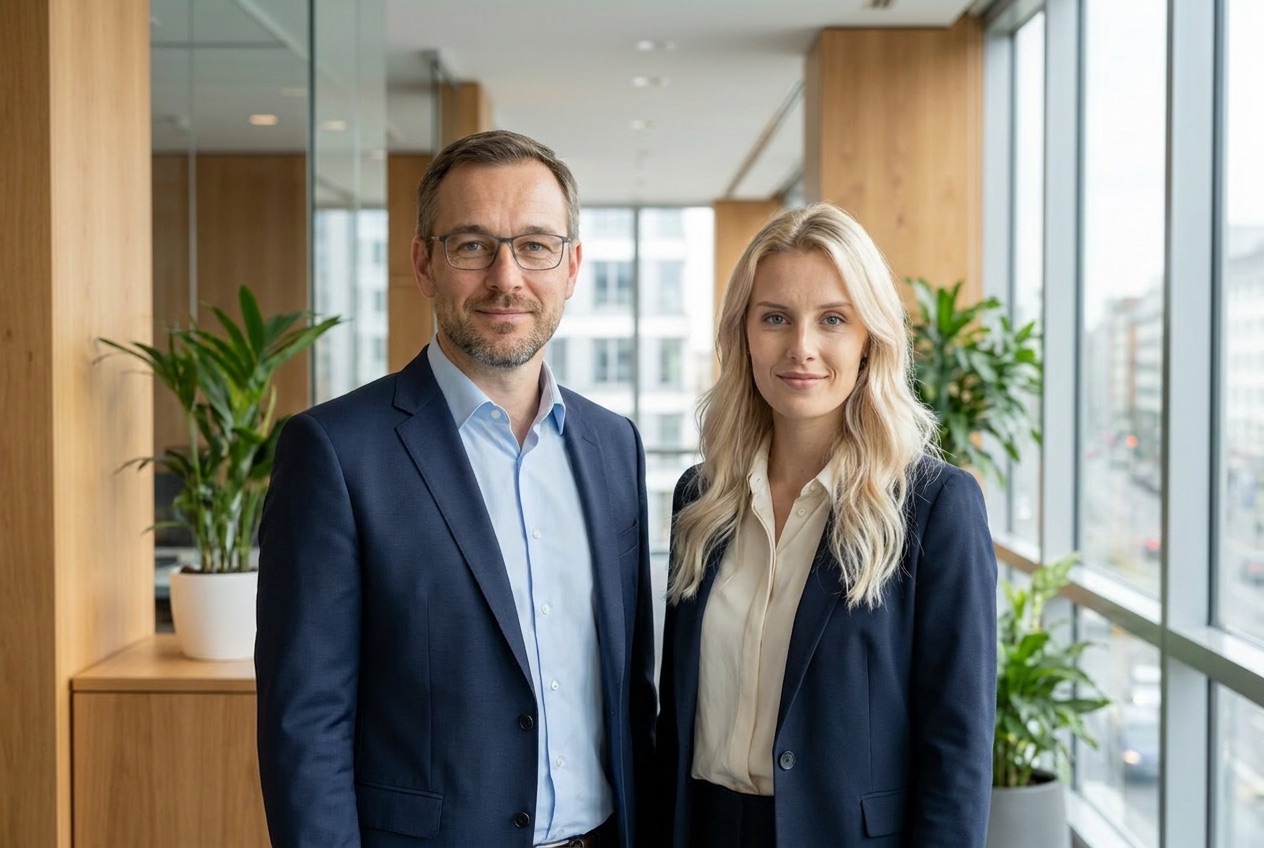 Ludwig Wolf und Lisa Kirchner im Gespr&auml;ch im Stuttgarter B&uuml;ro der KBG Pro